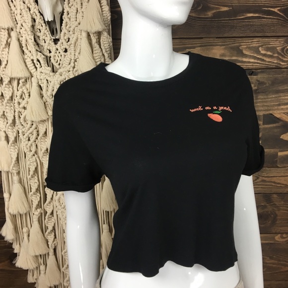 Topshop Tops - Topshop | Embroider Peach Tee Crop